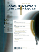 Couverture de Volume 50, numéro 2, avril–juin 2004, p. 143-201, Documentation et bibliothèques