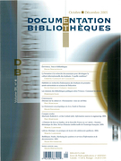 Couverture de Volume 51, numéro 4, octobre–décembre 2005, p. 227-290, Documentation et bibliothèques