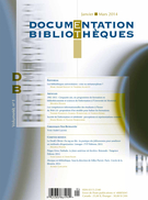 Couverture de Volume 60, numéro 1, janvier–mars 2014, p. 3-56, Documentation et bibliothèques