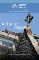 Couverture de Religion et intégration, Volume 12, numéro 2, 2012, p. 3-164, Diversité urbaine