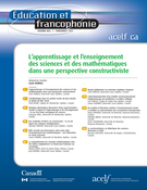 Couverture de L'apprentissage et l'enseignement des sciences et des mathématiques dans une perspective constructiviste, Volume 25, numéro 1, printemps 1997, p. 1-182, Éducation et francophonie