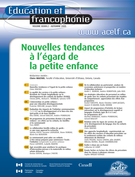 Couverture de Nouvelles tendances à l’égard de la petite enfance, Volume 33, numéro 2, automne 2005, p. 1-275, Éducation et francophonie