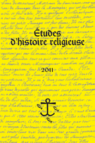 Couverture de Volume 77, 2011, p. 7-163, Études d'histoire religieuse