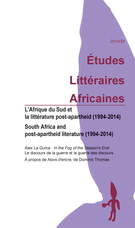 Couverture de L’Afrique du Sud et la littérature post-apartheid (1994-2014), Numéro 38, 2014, p. 7-231, Études littéraires africaines