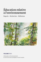 Couverture de L’éducation à l’environnement au sein des aires protégées et des musées, Volume 15, numéro 1, 2019, Éducation relative à l'environnement