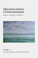 Couverture de L'éducation relative aux changements climatiques, Volume 17, numéro 1, 2022, Éducation relative à l'environnement