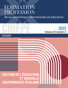 Couverture du numéro 'Gestion de l’éducation et nouvelle gouvernance scolaire' de la revue 'Formation et profession'