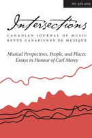 Couverture de Musical Perspectives, People, and Places: Essays in Honour of Carl Morey, Volume 33, numéro 2, 2013, p. 3-175, Intersections