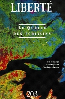 Couverture de Le Québec des écrivains, Volume 34, numéro 5 (203), octobre 1992, p. 2-153, Liberté