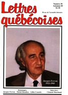 Couverture de Numéro 39, automne 1985, p. 5-83, Lettres québécoises