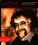 Couverture de Numéro 75, automne 1994, p. 5-80, Lettres québécoises