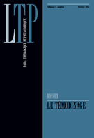 Couverture de Le témoignage, Volume 71, numéro 1, février 2015, p. 5-184, Laval théologique et philosophique