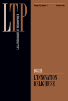 Couverture de L’innovation religieuse, Volume 72, numéro 3, octobre 2016, p. 377-551, Laval théologique et philosophique