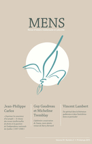Couverture de Volume 15, numéro 2, printemps 2015, p. 5-141, Mens