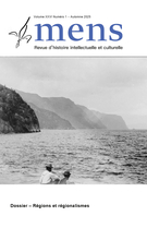 Couverture du numéro 'Régions et régionalismes' de la revue 'Mens'
