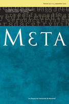 Couverture de Volume 56, numéro 3, septembre 2011, p. 465-734, Meta