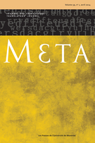 Couverture de Volume 59, numéro 1, avril 2014, p. 1-230, Meta