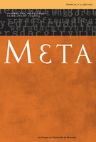 Couverture de Volume 61, numéro 2, août 2016, p. 251-500, Meta