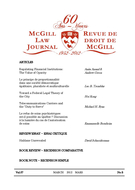 Couverture de Volume 57, numéro 3, march 2012, p. 399-644, McGill Law Journal / Revue de droit de McGill