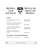 Couverture de Volume 60, numéro 3, march 2015, p. 381-594, McGill Law Journal / Revue de droit de McGill