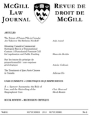 Couverture de Volume 61, numéro 1, september 2015, p. 1-230, McGill Law Journal / Revue de droit de McGill