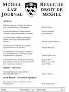 Couverture de Volume 62, numéro 1, september 2016, p. 1-284, McGill Law Journal / Revue de droit de McGill