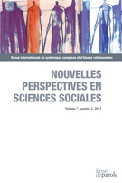 Couverture de Sur le thème de la modélisation, Volume 7, numéro 2, mai 2012, p. 13-306, Nouvelles perspectives en sciences sociales