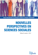 Couverture de Sur le thème de l'homogénéisation et de la différenciation, Volume 8, numéro 1, novembre 2012, p. 13-289, Nouvelles perspectives en sciences sociales