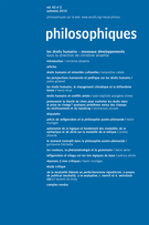 Couverture de Dossier. Les droits humains – nouveaux développements, Volume 42, numéro 2, automne 2015, p. 227-451, Philosophiques