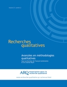 Couverture de Avancées en méthodologies qualitatives, Volume 27, numéro 2, 2007, p. 1-175, Recherches qualitatives