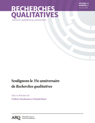 Couverture du numéro 'Soulignons le 35e anniversaire de Recherches qualitatives' de la revue 'Recherches qualitatives'
