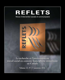 Couverture de La recherche et l’intervention en travail social en contexte francophone minoritaire au Canada, Volume 22, numéro 2, automne 2016, p. 10-236, Reflets