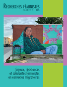 Couverture de Enjeux, résistances et solidarités féministes en contextes migratoires, Volume 38, numéro 2, 2025, p. 1-379, Recherches féministes
