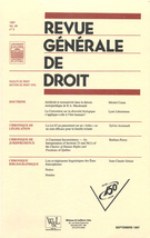 Couverture de Volume 28, numéro 3, septembre 1997, p. 337-418, Revue générale de droit