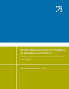 Couverture de Volume 9, numéro 1-2, 2012, p. 6-147, Revue internationale des technologies en pédagogie universitaire / International Journal of Technologies in Higher Education