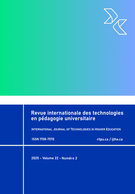 Couverture du numéro 'Volume 22, numéro 2, 2025' de la revue 'Revue internationale des technologies en pédagogie universitaire / International Journal of Technologies in Higher Education'