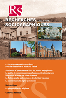 Couverture de Les anglophones au Québec, Volume 55, numéro 3, septembre–décembre 2014, p. 452-618, Recherches sociographiques