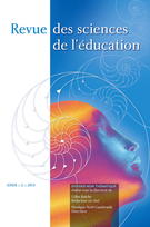 Couverture de Volume 39, numéro 2, 2013, p. 273-431, Revue des sciences de l’éducation