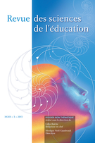 Couverture de Volume 39, numéro 3, 2013, p. 449-612, Revue des sciences de l’éducation