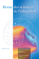 Couverture de Volume 43, numéro 3, 2017, p. 1-166, Revue des sciences de l’éducation