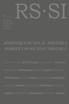 Couverture de La sémiotique du son : vers une architecture de l’acoustique et de l’auralité dans le théâtre post-dramatique. Tome I, Volume 35, numéro 2-3, 2015, p. 3-180, Recherches sémiotiques / Semiotic Inquiry