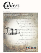 Couverture de Le style et l’idée : de la fonction à la perception, de la typologie à la pratique, Volume 15, numéro 2, automne 2014, p. 7-107, Les Cahiers de la Société québécoise de recherche en musique