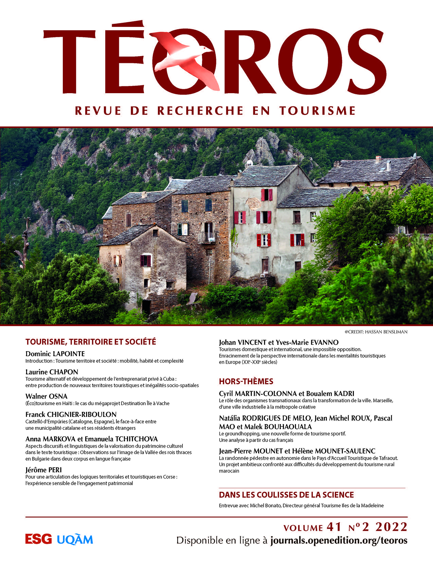 Couverture de Tourisme, territoire et société, Volume 41, numéro 2, 2022, Téoros
