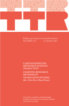 Couverture de Cartographie des métodologies en traduction, Volume 24, numéro 2, 2e semestre 2011, p. 9-255, TTR