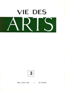 Couverture de Numéro 3, mai–juin 1956, p. 6-38, Vie des Arts