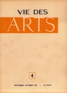 Couverture de Numéro 4, septembre–octobre 1956, p. 4-31, Vie des arts