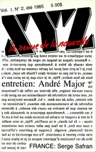 Couverture de Volume 1, numéro 2, été 1985, p. 2-77, XYZ. La revue de la nouvelle