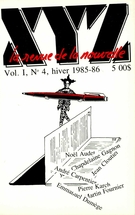 Couverture de Volume 1, numéro 4, hiver 1985, p. 2-77, XYZ. La revue de la nouvelle